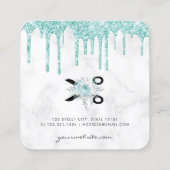 ミントグリーングリッターのはさみフローラヘアスタイリスト スクエア名刺 (裏面)