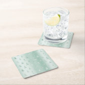 ミントグリーングリッタースパークルクリスマスツリーズ   スクエアペーパーコースター (インサイチュ)