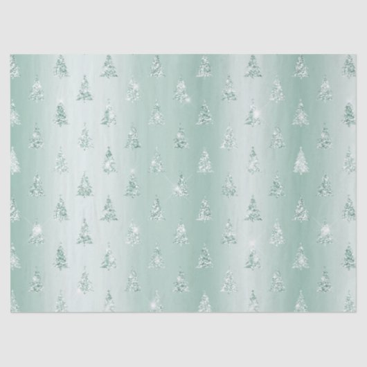 ミントグリーングリッタースパークルクリスマスツリーズ  薄葉紙 (正面)
