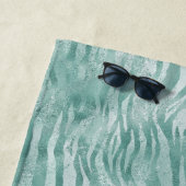 ミントグリーングリティージーゼブラプリントグリッター ビーチタオル (インサイチュ)