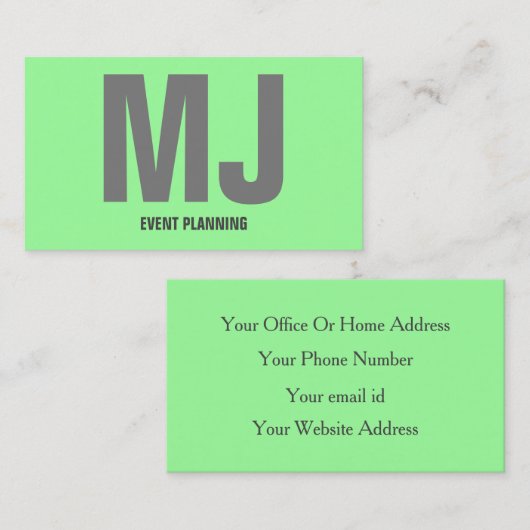 ミントグリーングレイモダンブはっきりしたライトカラフルトレンディー 名刺 (正面/裏面)