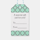 ミントグリーングレークローバーネームモノグラムのローレル ギフトタグ (裏面)