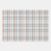 ミントグリーンコーラルオレンジバイオレットストライプ水玉模様 ラッピングペーパーシート (正面)