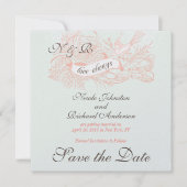 ミントグリーンコーラルピンクヴィンテージ保存日 セーブザデート (正面)