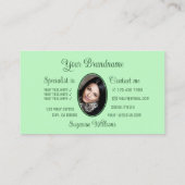 ミントグリーンゴージャスハートかわいいロゴと写真 名刺 (裏面)