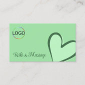 ミントグリーンゴージャスハートかわいいロゴと写真 名刺 (正面)