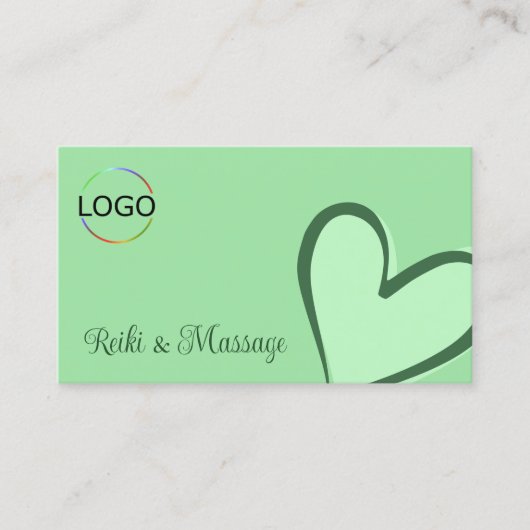 ミントグリーンゴージャスハートかわいいロゴと写真 名刺 (正面)
