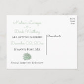 ミントグリーンサボテンの日付を結婚保存 案内ポストカード (裏面)