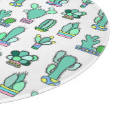 ミントグリーンサボテン&サククレントの植物柄 カッティングボード (角)