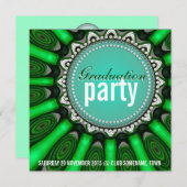 ミントグリーンサンシャインフラワーバースデーパーティー 招待状 (正面/裏面)