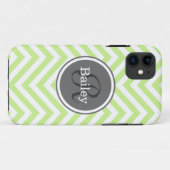 ミントグリーンシェブロンモノグラム Case-Mate iPhoneケース (裏面(横))