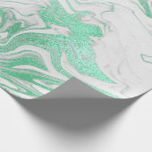 ミントグリーンシルバーグレーホワイトマーブルシャイニーグラム ラッピングペーパー (角)