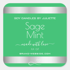 ミントグリーンシルバー金属効果包装ラベル スクエアシール