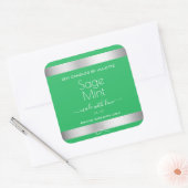 ミントグリーンシルバー金属効果包装ラベル スクエアシール (封筒)