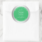 ミントグリーンシルバー金属効果包装ラベル ラウンドシール (バッグ)