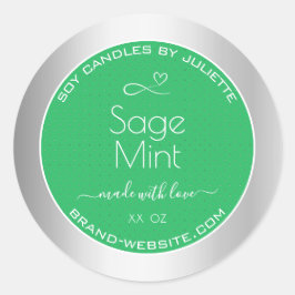 ミントグリーンシルバー金属効果包装ラベル ラウンドシール