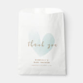 ミントグリーンシンプルハートベビーシャワーありがとう フェイバーバッグ (正面)
