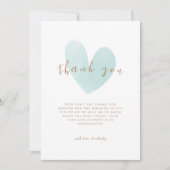 ミントグリーンシンプルハートベビーシャワー サンキューカード (正面)