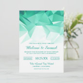 ミントグリーンジオメトリック折り紙結婚式招待状 招待状 (スタンド正面)
