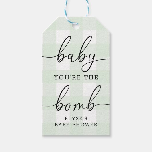 ミントグリーンジンガムバスボムメッセージカード ギフトタグ (正面)