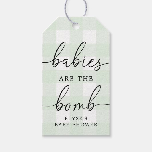 ミントグリーンジンガムバスボムメッセージカード ギフトタグ (正面)