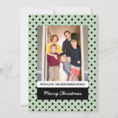 ミントグリーンスイート水玉模様ホリデーフォトフラットカード シーズンカード (正面)