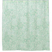 ミントグリーンスタイルのレトロフラワーシームレスパターン シャワーカーテン (正面)