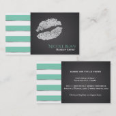 ミントグリーンストライプズフェイクシルバーシャインリップシック 名刺 (正面/裏面)