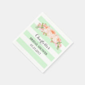 ミントグリーンストライプフローラブライダルシャワーナプキン スタンダードカクテルナプキン (角)