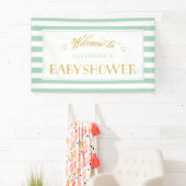 ミントグリーンストライプ金ゴールドママになる |ベビー表示 横断幕 (インサイチュ)