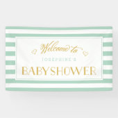 ミントグリーンストライプ金ゴールドママになる |ベビー表示 横断幕 (横)