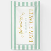 ミントグリーンストライプ金ゴールドママになる |ベビー表示 横断幕 (縦)