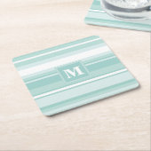 ミントグリーンストライプ スクエアペーパーコースター (アングル)