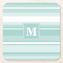 ミントグリーンストライプ スクエアペーパーコースター