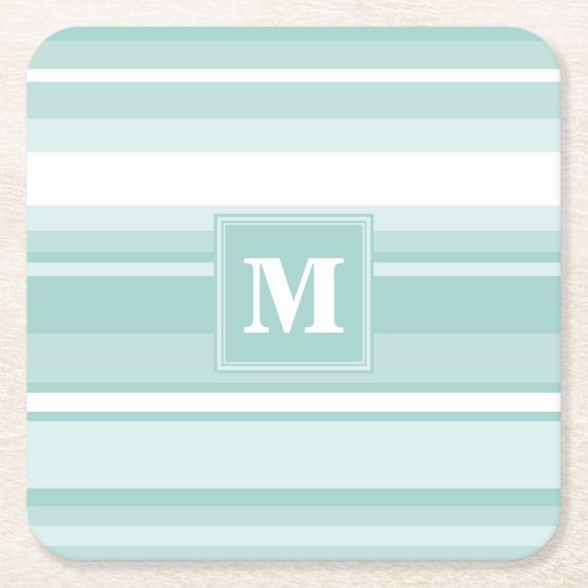 ミントグリーンストライプ スクエアペーパーコースター (正面)