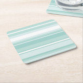 ミントグリーンストライプ スクエアペーパーコースター (アングル)