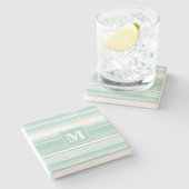 ミントグリーンストライプ ストーンコースター (横)