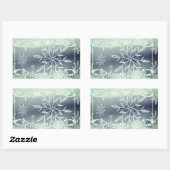 ミントグリーンスノーフレークシール 長方形シール (シート)