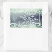 ミントグリーンスノーフレークシール 長方形シール (バッグ)