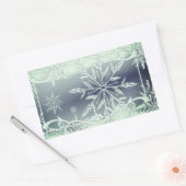 ミントグリーンスノーフレークシール 長方形シール (封筒)