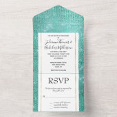 ミントグリーンスパークル オールインワン招待状 (内側)