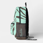 ミントグリーンゼブラストライプパターン プリントバックパック (右)
