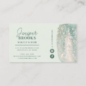 ミントグリーンソーシャルメディシンプルアグリッター水彩 名刺 (裏面)