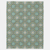 ミントグリーンターコイズお尻ボヘミアンバリアートモチーフ フリースブランケット (正面)