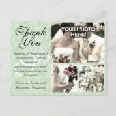 ミントグリーンダマスクウェディングサンキューカード3枚 ポストカード (正面)