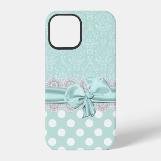 ミントグリーンダマスク柄 iPhone iPhoneケース (裏面)