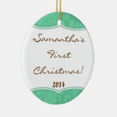 ミントグリーンダマスレースパーソナライズされたネームオーナメント セラミックオーナメント (右)