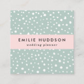 ミントグリーンダルマチアスポット、ダルマチアドット点々のある、 スクエア名刺 (正面)