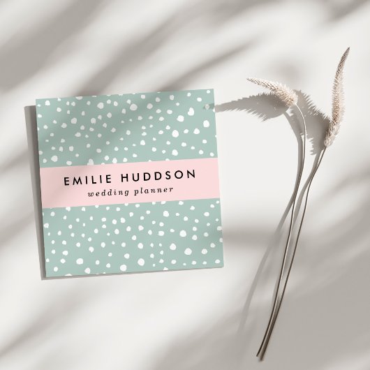 ミントグリーンダルマチアスポット、ダルマチアドット点々のある、 スクエア名刺
