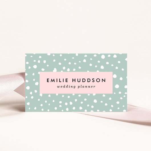 ミントグリーンダルマチアスポット、ダルマチアドット点々のある、 名刺